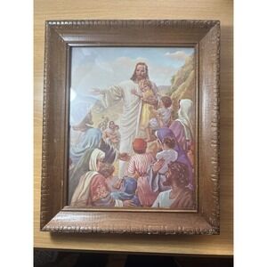 Warner Sallman - VINTAGE 1946 Framed Jesus the Children's Friend Lithograph Art‎